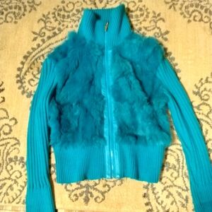 REAL FUR zip up sweater